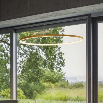 Ideal Lux - LED-Pendelleuchte an Kabel ORACLE SLIM LED/29W/230V 4000K CRI 90 Ø 50 cm goldfarben