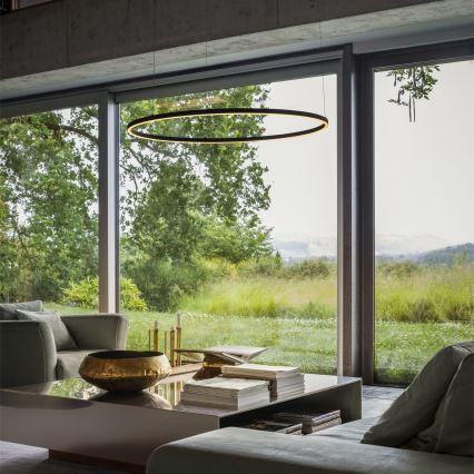 Ideal Lux - ORACLE SLIM LED-Pendelleuchte an Kabel, 37 W, 230 V, 4000 K, CRI 90, Ø 70 cm, schwarz