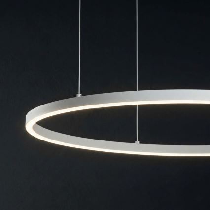 Ideal Lux - ORACLE SLIM LED, dimmbare Pendelleuchte mit Seilaufhängung, 42 W, 230 V, 3000 K, CRI 90, Ø 90 cm, weiß