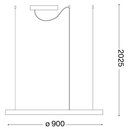 Ideal Lux - LED-Pendelleuchte an Seil ORACLE SLIM, LED, 53 W, 230 V, 3000 K, CRI 90, Ø 90 cm, goldfarben