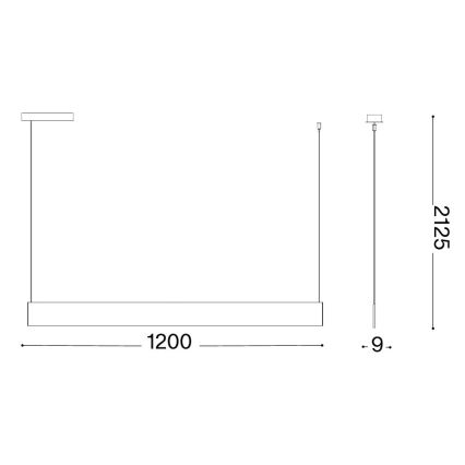 Ideal Lux - LED-Pendelleuchte an Kabel STEEL LED/24W/230V 3000K CRI 90 120 cm schwarz
