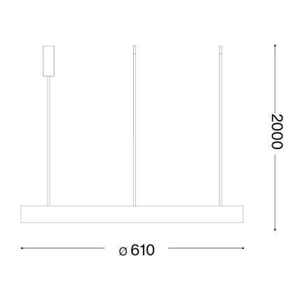 Ideal Lux - LED-Pendelleuchte an Stahlseil GEMINI LED/47W/230V 2700K Ø 61 cm CRI 90 schwarz