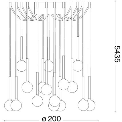 Ideal Lux - LED-Pendelleuchte an Stahlseil LUCCIOLA 16xLED/16W/230V CRI 90 Spider schwarz