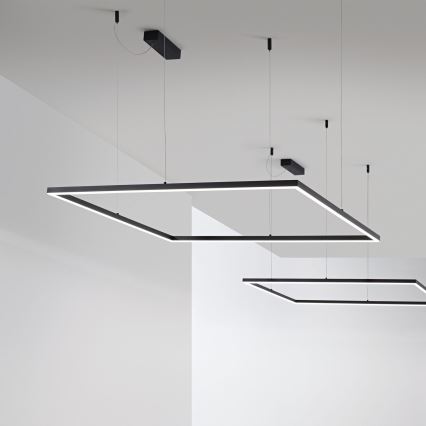 Ideal Lux - LED Pendelleuchte mit Seilaufhängung ORACLE SLIM LED/53W/230V 3000K CRI 90 90x90 cm schwarz