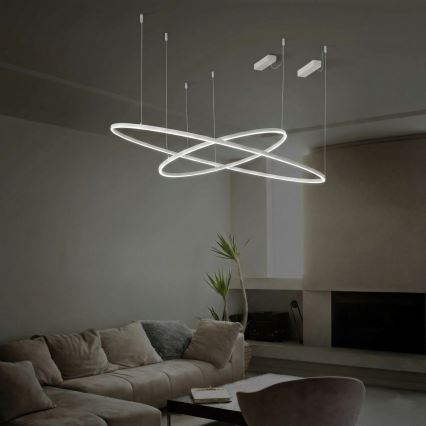 Ideal Lux - LED-Pendelleuchte an Stahlseil ORACLE SLIM LED/53W/230V 4000K CRI 90 Ø 90 cm weiß
