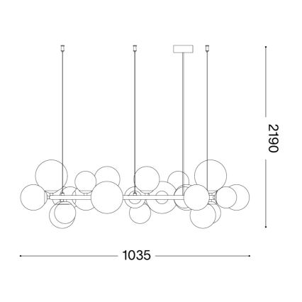 Ideal Lux - LED-Pendelleuchte an Stahlseilen PERLAGE 25xG9/3W/230V 110 cm gold/rauchbeige