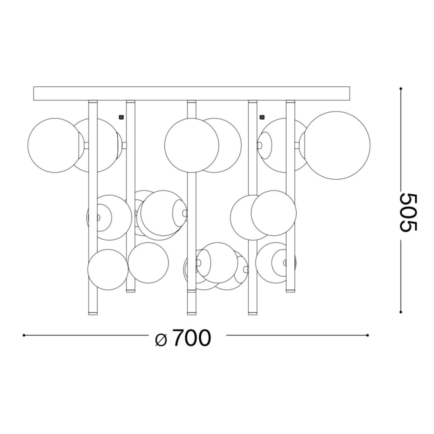 Ideal Lux - LED-Kronleuchter mit Stange PERLAGE 18xG9/3W/230V Ø 70 cm schwarz/rauchschwarz