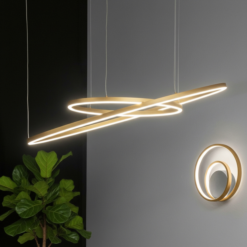 Ideal Lux - LED-Pendelleuchte mit Seilaufhängung ORACLE SLIM LED/37W/230V 3000K CRI 90 Ø 70 cm gold