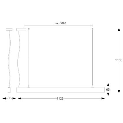 Ideal Lux - LED-Pendelleuchte mit Kabelaufhängung OFFICE LED/30W/230V 4000K CRI 90 schwarz