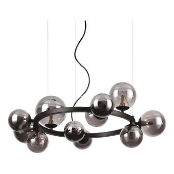 Ideal Lux - LED-Pendelleuchte mit Kabelaufhängung PERLAGE 11xG9/3W/230V Ø 73 cm schwarz/rauchschwarz