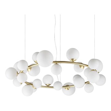 Ideal Lux - LED-Pendelleuchte mit Kabelaufhängung PERLAGE 25xG9/3W/230V 110 cm gold/weiß