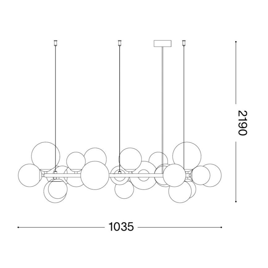 Ideal Lux - LED-Pendelleuchte mit Kabelaufhängung PERLAGE 25xG9/3W/230V 110 cm gold/weiß