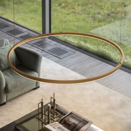 Ideal Lux - LED-Hängeleuchte an Kabel ORACLE SLIM LED/81W/230V 3000K CRI 90 Ø 150 cm goldfarben