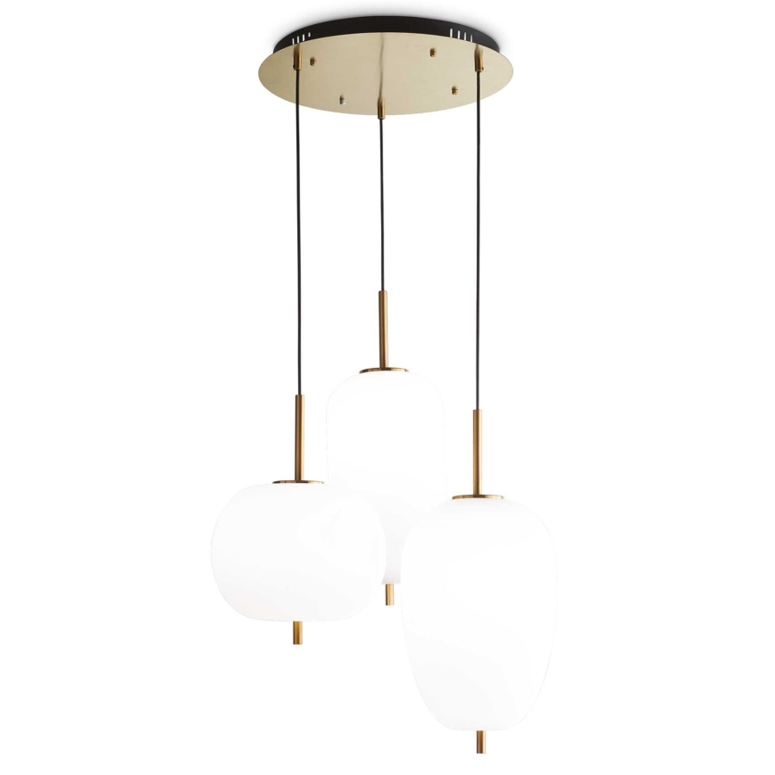 Ideal Lux - LED-Pendelleuchte mit Seilaufhängung UMILE LED/55W/230V Ø 63 cm CRI 90 Messing/Weiß