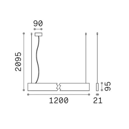 Ideal Lux - LED-Pendelleuchte STEEL an Kabel, LED 29W, 230V, 4000K, CRI 90, 120 cm, schwarz
