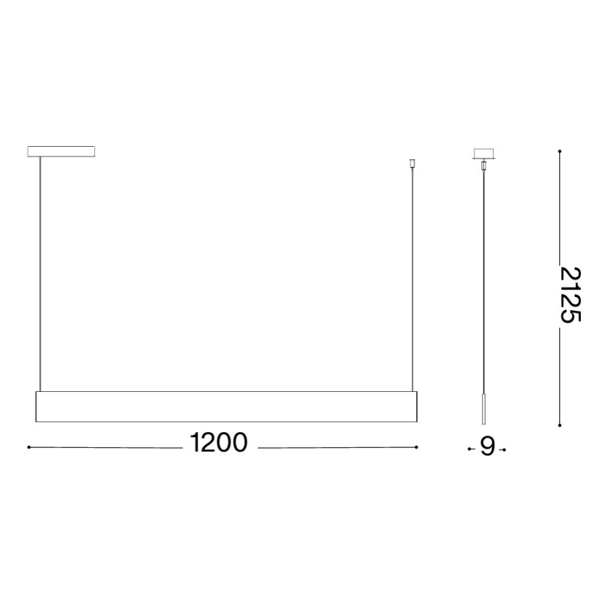 Ideal Lux - LED-Pendelleuchte STEEL an Stahlseil LED/24W/230V 3000K CRI 90 120 cm schwarz