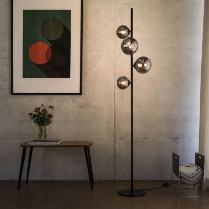 Ideal Lux - LED-Stehleuchte PERLAGE 4xG9/3W/230V schwarz/rauchschwarz