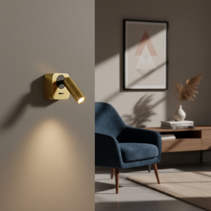 Ideal Lux - LED-Wandstrahler BEAN LED/3W/230V CRI 90 golden