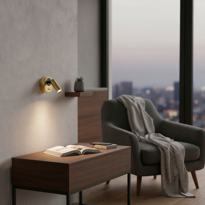 Ideal Lux - LED-Wandstrahler BEAN LED/3W/230V CRI 90 Messing