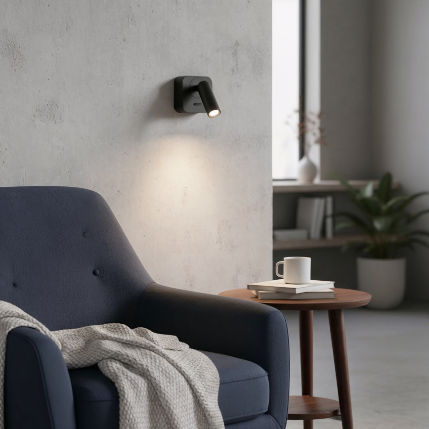 Ideal Lux - LED-Wandstrahler BEAN LED/3W/230V CRI 90 schwarz