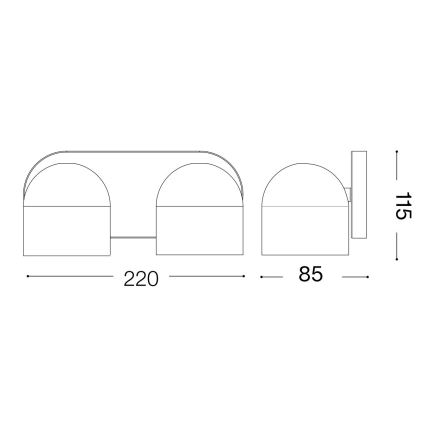 Ideal Lux - LED-Wandstrahler DODO 2xGX53/9W/230V schwarz