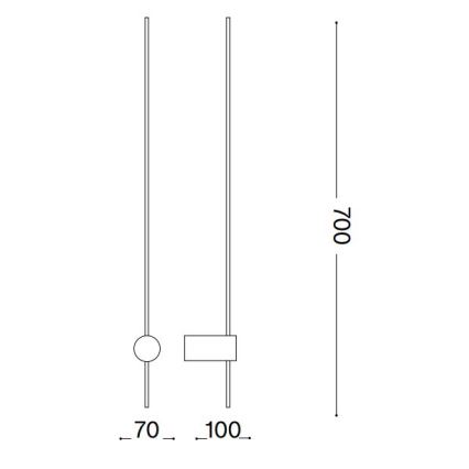 Ideal Lux - LED-Wandleuchte ESSENCE LED/12W/230V 4000K 70 cm CRI 90 schwarz