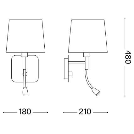 Ideal Lux - Flexible LED-Wandleuchte NORDIK 1xE14/40W + LED/1,5W/230V