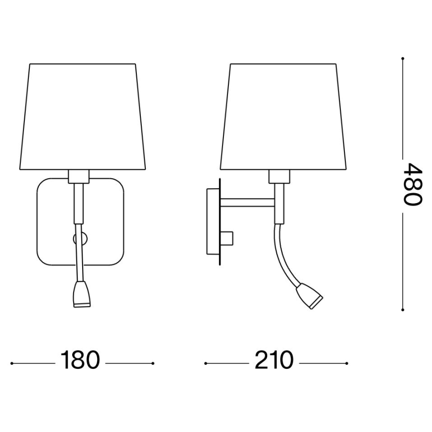 Ideal Lux - Flexible LED-Wandleuchte NORDIK 1xE14/40W + LED/1,5W/230V