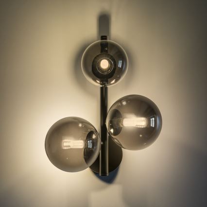 Ideal Lux - LED-Wandleuchte PERLAGE 3xG9/3W/230V schwarz/rauchschwarz