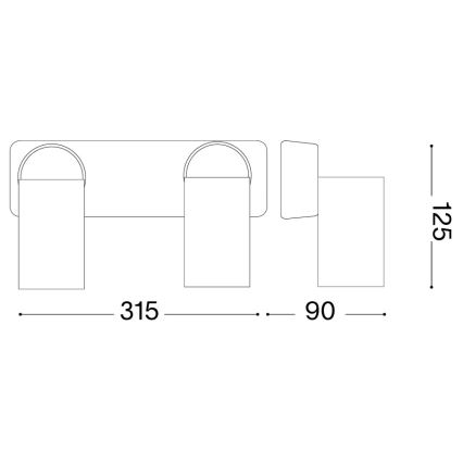Ideal Lux - LED-Wandspot RUDY 2xGU10/7W/230V CRI 90 schwarz