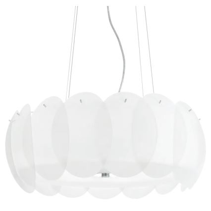 Ideal Lux - Pendelleuchte an Stahlseil OVALINO 8xE27/60W/230V Ø 55 cm weiß