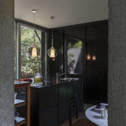 Ideal Lux - Pendelleuchte mit Kabel KALIQUE 1xE27/42W/230V Ø 18 cm rauchschwarz