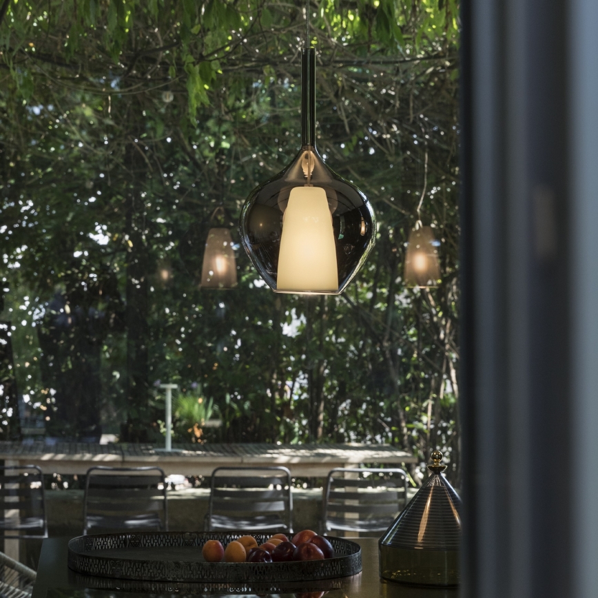 Ideal Lux - Pendelleuchte mit Kabel KALIQUE 1xE27/42W/230V Ø 18 cm rauchschwarz