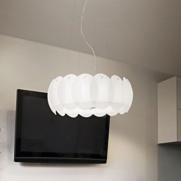 Ideal Lux - Pendelleuchte mit Seilaufhängung OVALINO 5xE27/60W/230V Ø 44 cm weiß