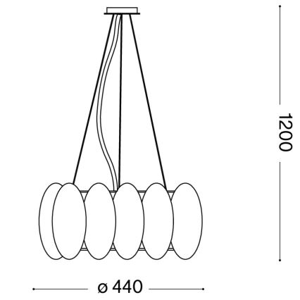 Ideal Lux - Pendelleuchte mit Seilaufhängung OVALINO 5xE27/60W/230V Ø 44 cm weiß