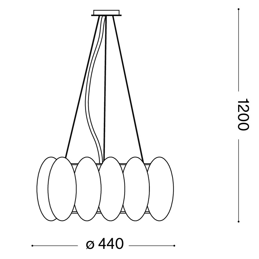 Ideal Lux - Pendelleuchte mit Seilaufhängung OVALINO 5xE27/60W/230V Ø 44 cm weiß