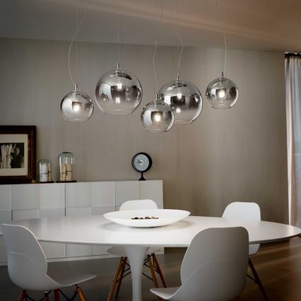 Ideal Lux - Pendelleuchte NEMO PLUS mit Kabelabhängung 5xE27/42W/230V glänzender Chrom/rauchgrau
