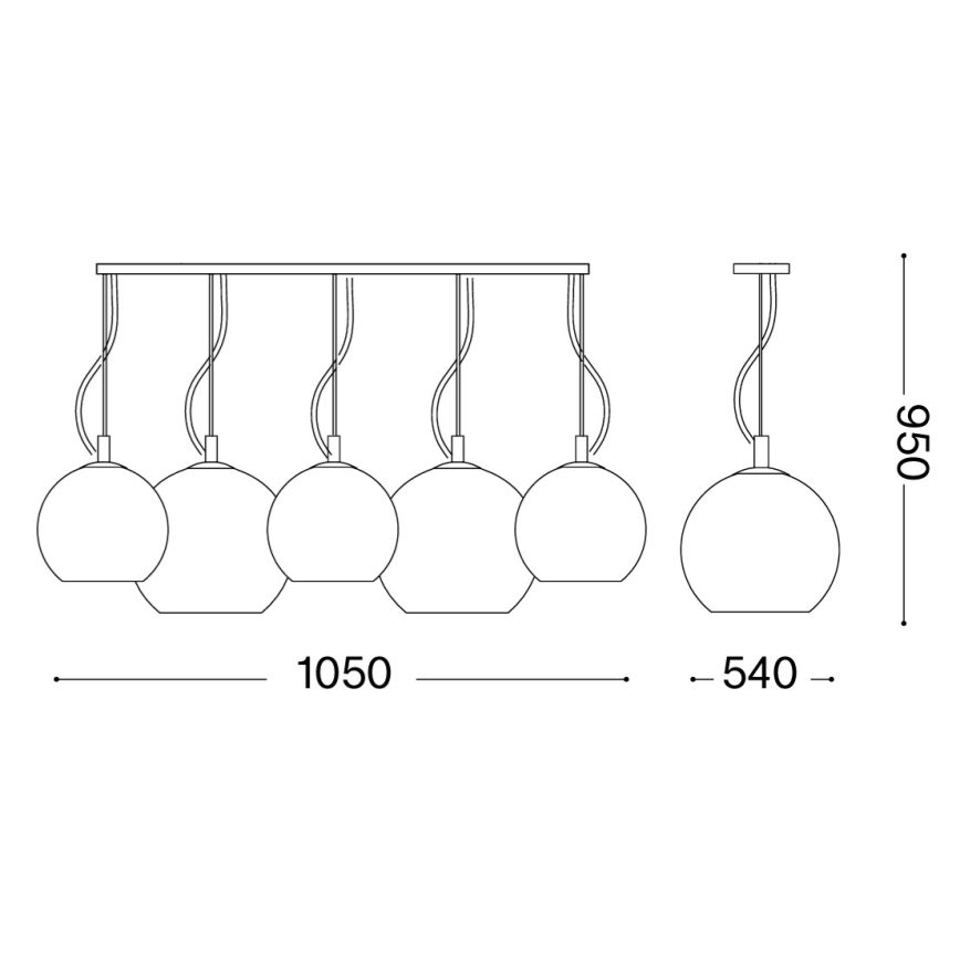 Ideal Lux - Pendelleuchte NEMO PLUS mit Kabelabhängung 5xE27/42W/230V glänzender Chrom/rauchgrau