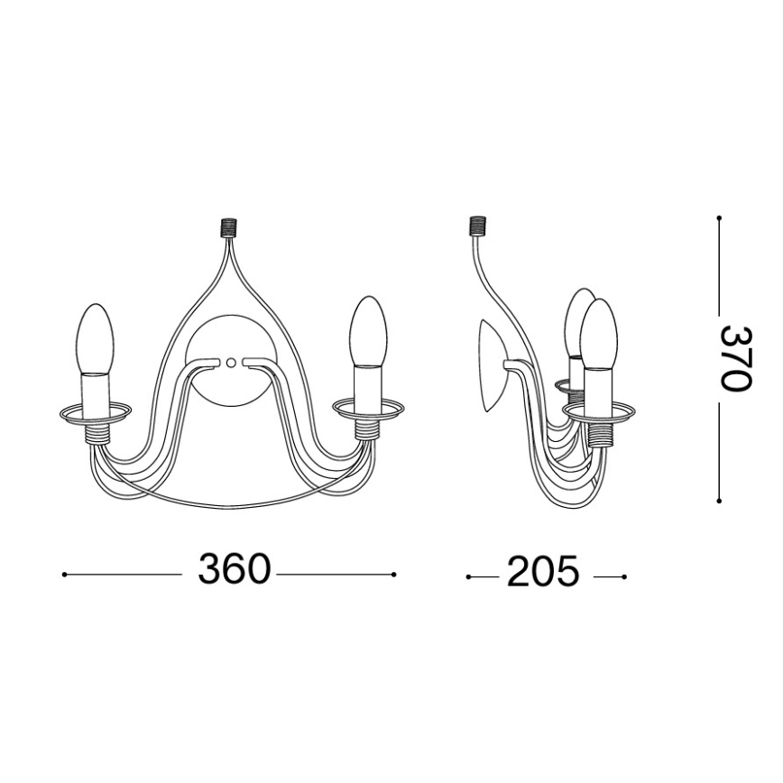 Ideal Lux - Wandleuchte CORTE 2xE14/40W/230V braun/patina