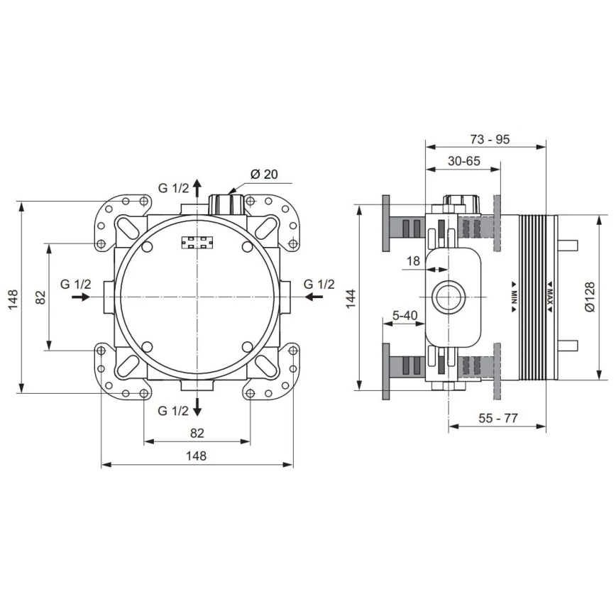 Ideal Standard A1000NU - Montagekörper für Unterputzarmaturen, blau