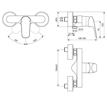 Ideal Standard B1720AA - CERAFLEX Duscharmatur, hochglanzverchromt