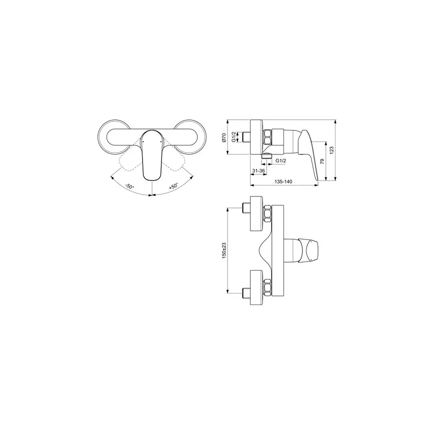 Ideal Standard B1720AA - CERAFLEX Duscharmatur, hochglanzverchromt