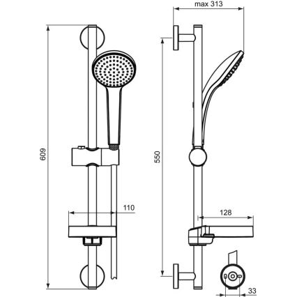 Ideal Standard B9412AA - IDEALRAIN Duschgarnitur glänzender Chrom
