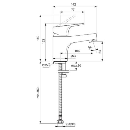 Ideal Standard BD391AA - CERABA Waschtischarmatur 12,2 cm, Hochglanz-Chrom