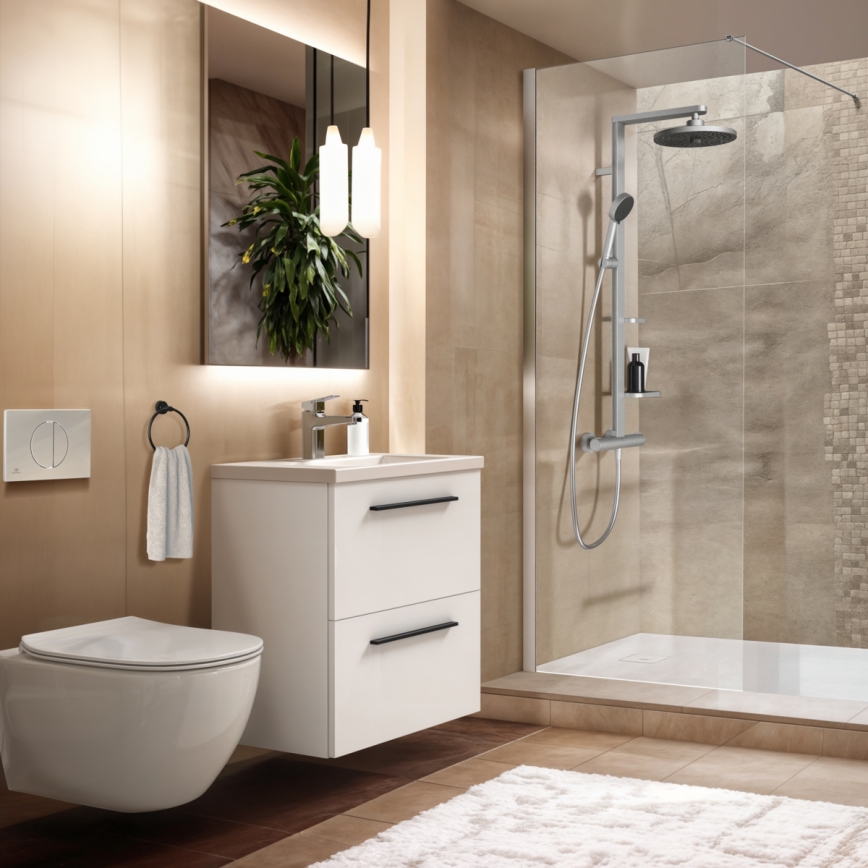 Ideal Standard BD583SI - Duschgarnitur mit thermostatischer Armatur CERATHERM ALU+ in mattchrom