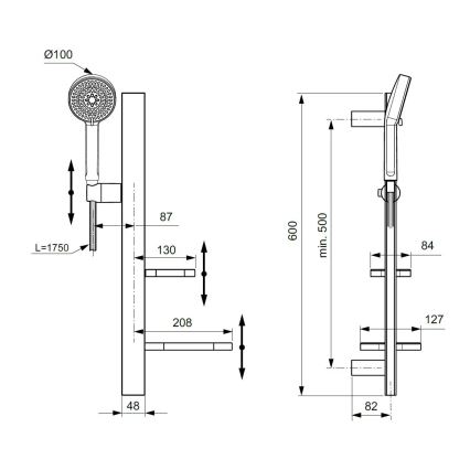 Ideal Standard BD586XG - Duschset IDEALRAIN ALU+ matt schwarz