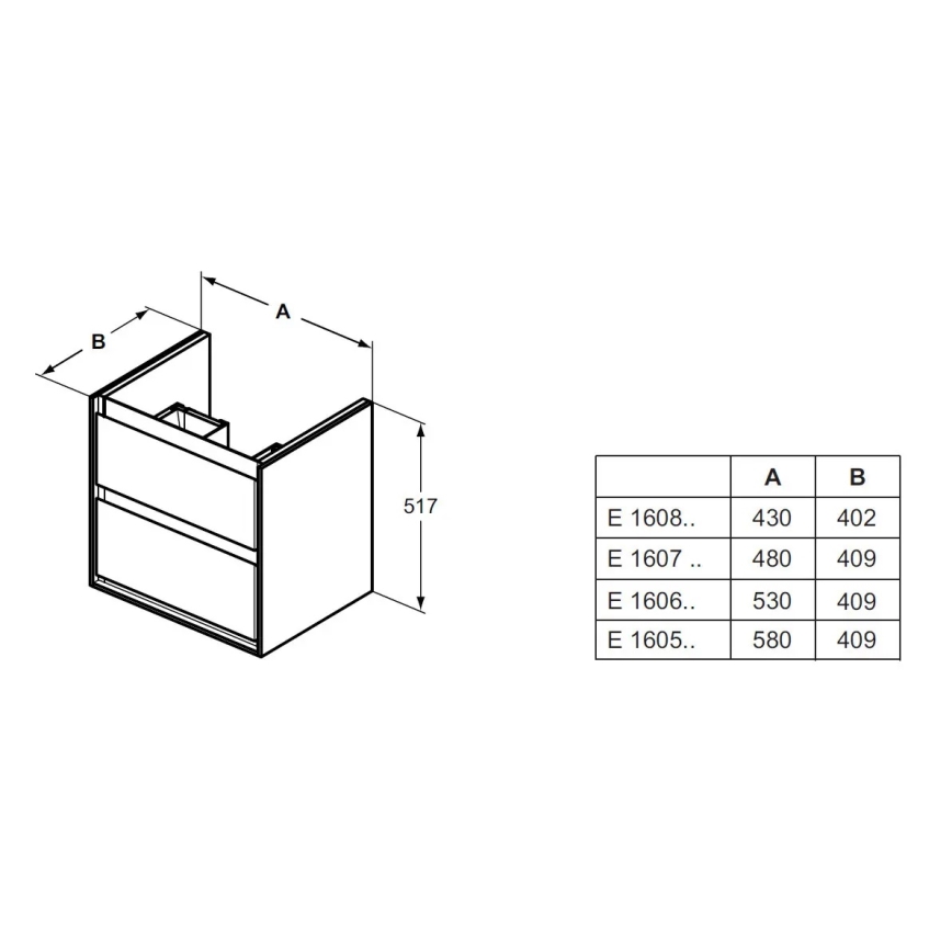 Ideal Standard E1606B2 - Waschtischunterschrank CONNECT AIR 53x40,9 cm weiß
