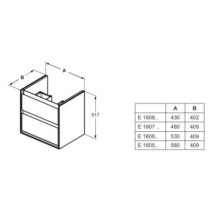 Ideal Standard E1606B2 - Waschtischunterschrank CONNECT AIR 53 x 40,9 cm, weiß