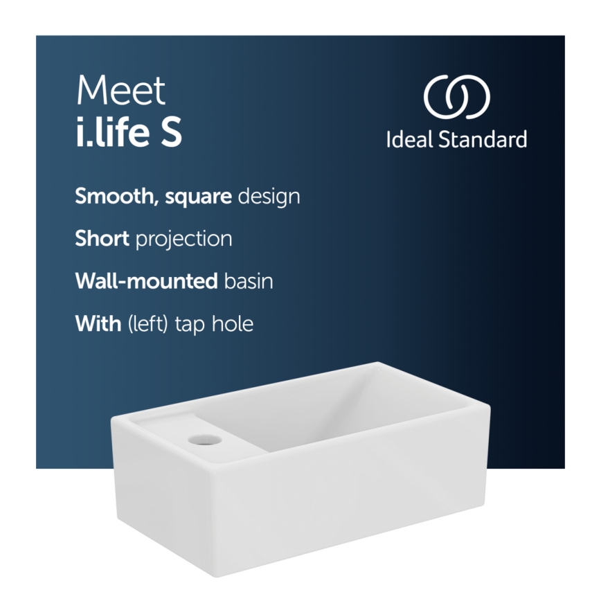 Ideal Standard E211301 - Hängendes Waschbecken I.LIFE S 37x21 cm Keramik/Weiß