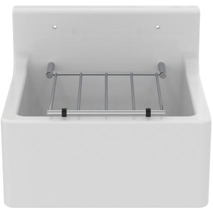 Ideal Standard S593901 - Wandhängendes Ausgussbecken mit Ablaufgitter DOURO 45,5x38 cm Keramik/weiß